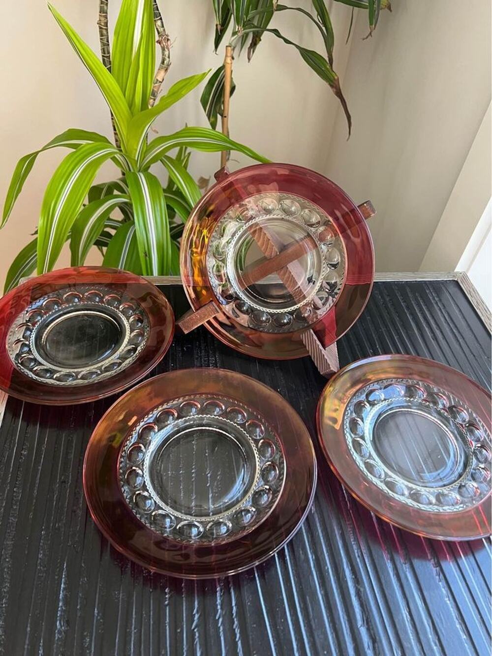 Vintage Kings Crown Thumbprint Ruby 1950’s 8-1/4” Luncheon Plates